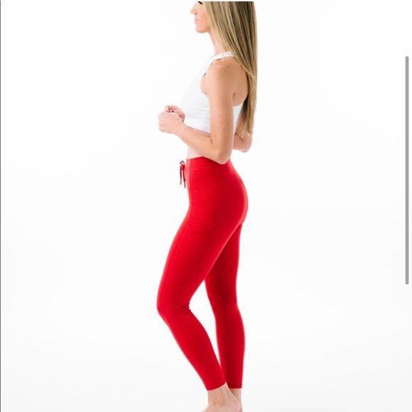 ZYIA Pants & Jumpsuits Zyia Red Lined Battleship Pocket Drawstring